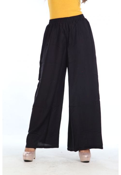 Black Plain Women's Bottom Trouser In Rayon SRBTM1108 - ShreeFashionWear  