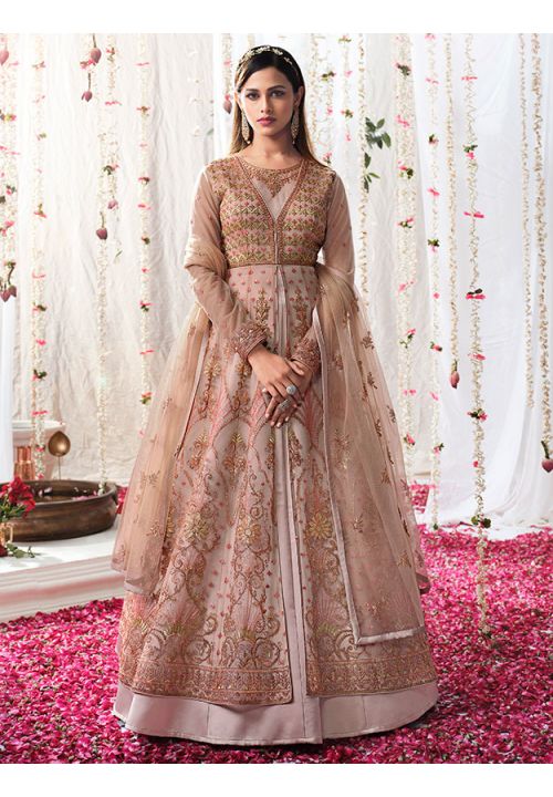 Pink Wedding Reception Designer Net Anarkali Suit SRSWG7206 –  ShreeFashionWear