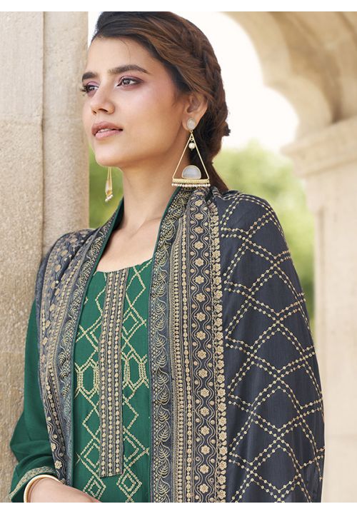 Green Sangeet Party Embroidery Palazzo Suit In Chinnon SFYS69003 - ShreeFashionWear  