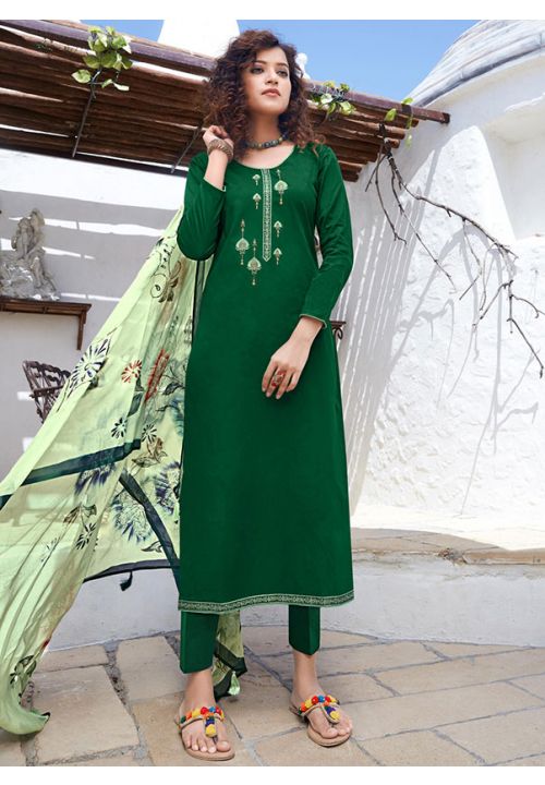 Buy Green Sangeet Salwar Suit Pant In Silk SHLLT29001 - ShreeFashionWear  