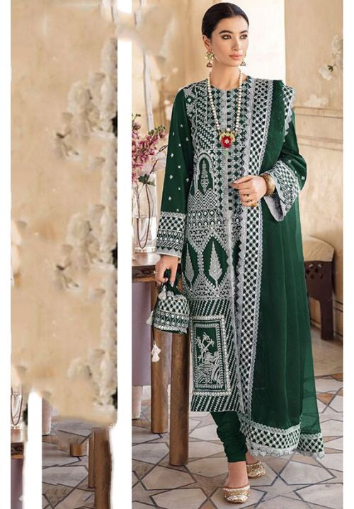 Green Heavy Embroidery Party Churidar Suit EXPSA293504 - ShreeFashionWear  