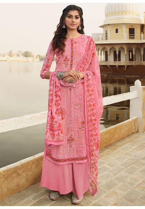 Summer Pink Casual Plus size Palazzo Suit In Georgette YDAPR110 - ShreeFashionWear  