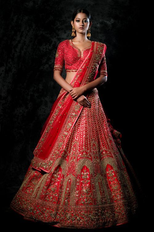 Wedding Bridal Lehenga Choli In Silk With Hand Floral Thread SIYAIS80 - ShreeFashionWear  