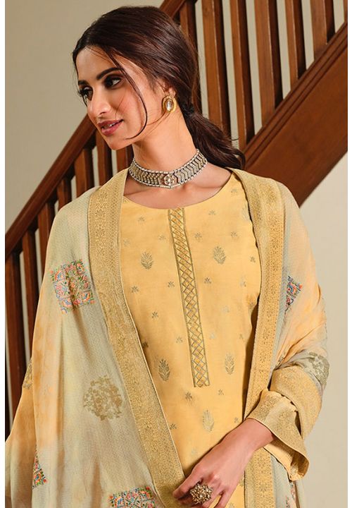 Haldi Yellow Dola Silk Plus Size Salwar Pant Palazzo Suit SRSTL14108 - ShreeFashionWear  