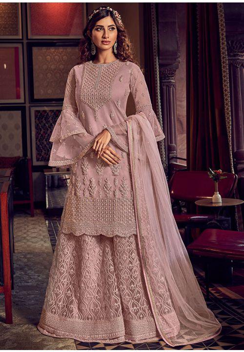 Pink Net Palazzo Salwar Kameez Suit YDS8666PZ - ShreeFashionWear  