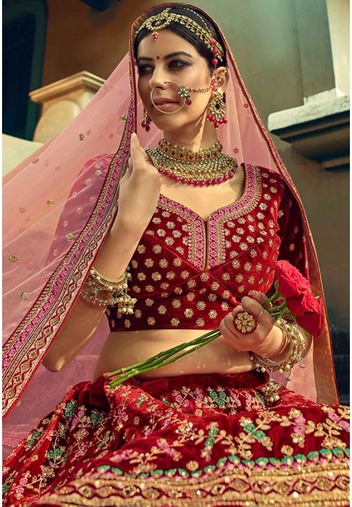 Traditional Mehroon Gold Plated Kundan Bridal Set – Steorra Jewels