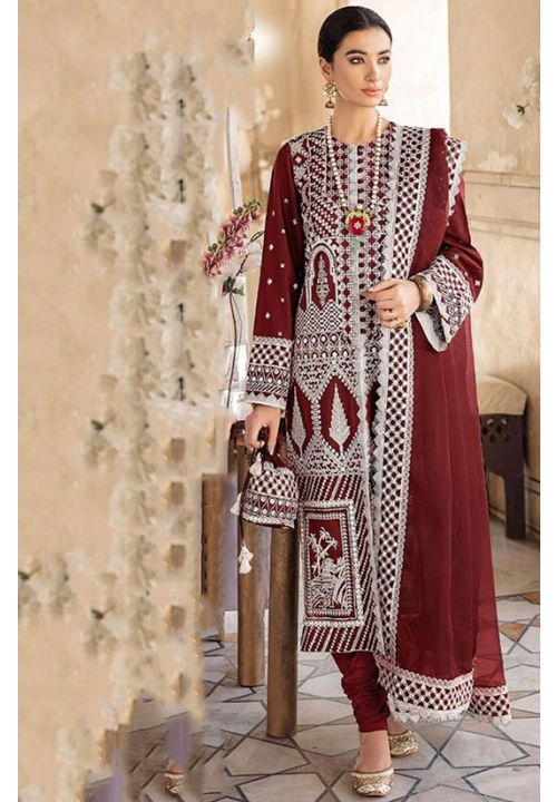 Maroon Heavy Embroidery Party Churidar Suit EXPSA293502 - ShreeFashionWear  