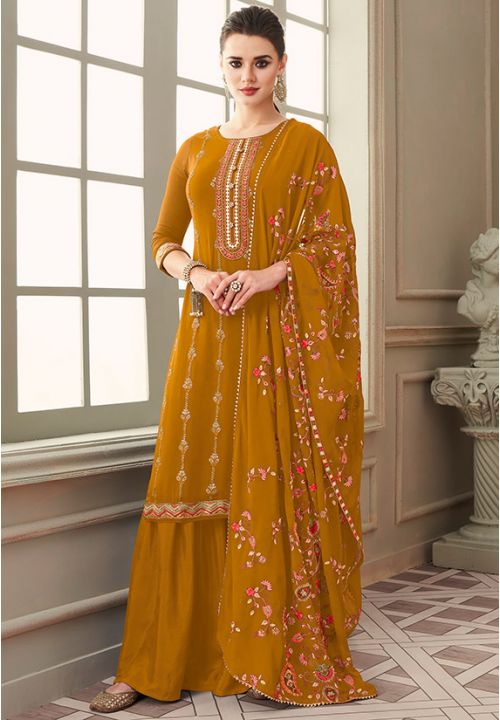 Yellow Indian Pakistani Festive Sharara Suit SFYS72102 - ShreeFashionWear  
