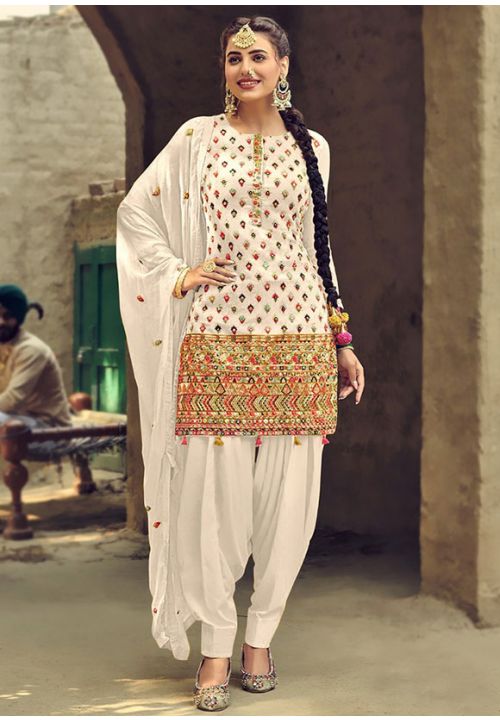 Cream Wedding Punjabi Patiala Suit SHROY283102 - ShreeFashionWear  