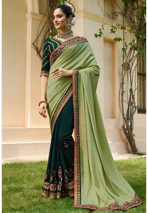 Green pista pure kanchi pattu saree kanjivaram silk saree with prestit –  Shruthi's sarees