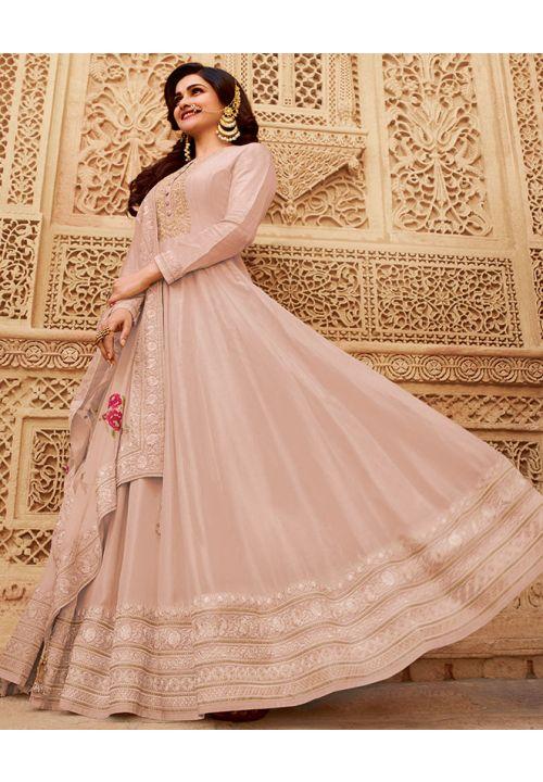 Prachi Desai Peach Wedding Gown In Dola Silk EXSA266902 - ShreeFashionWear  
