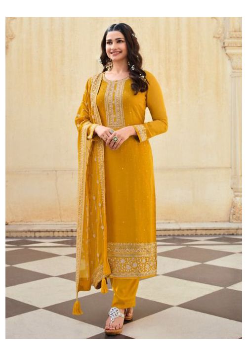Yellow Mustard Dolo Silk Plus Size Salwar Pant Palazzo Suit SRSA308403 - ShreeFashionWear  