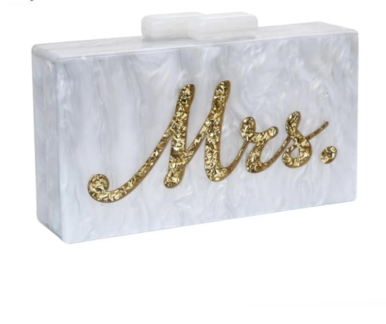 Luxury Mrs Bridal Clutch Bag In White SFORL23 - ShreeFashionWear  