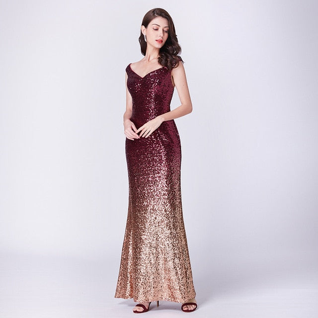 Prom Sparkle Long Evening Dress Mermaid Maxi Style Shimmer SHREE433BOL - ShreeFashionWear  