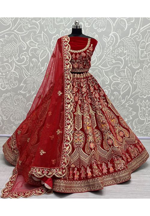 Buy Silk Indian Wedding Lehenga Choli In Red Color Online - LLCV01938 |  Andaaz Fashion