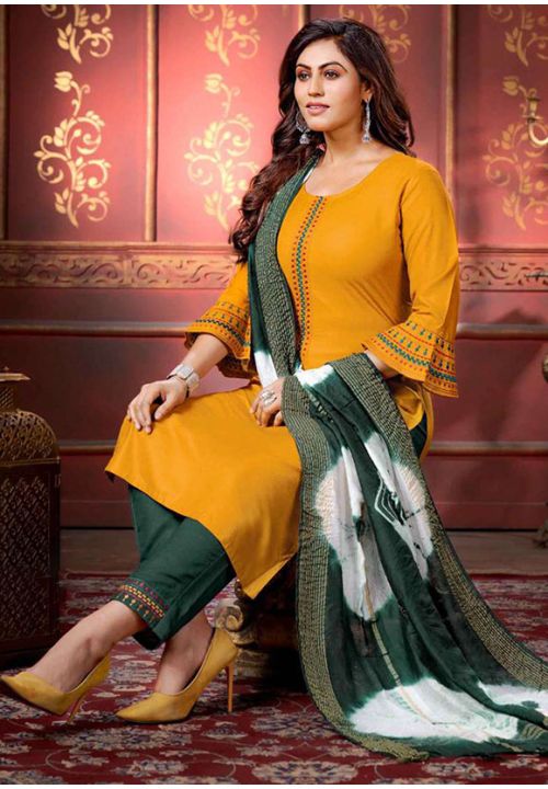 Green Sangeet Readymade Salwar Pants In Rayon SFPRM2204R