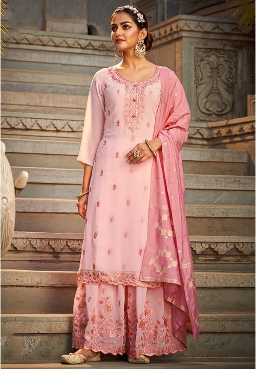 Pink Pure Gorgette Palazzo Suit Salwar Pants SRYS78902 - ShreeFashionWear  