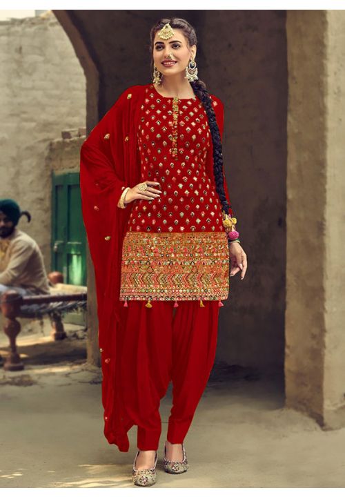 Red Wedding Punjabi Patiala Suit SHROY283106 - ShreeFashionWear  