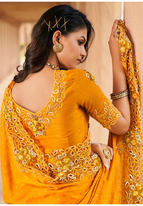 Online Yellow Bridal Wedding Festive Saree In Pure Silk SFYMK3501 - ShreeFashionWear  