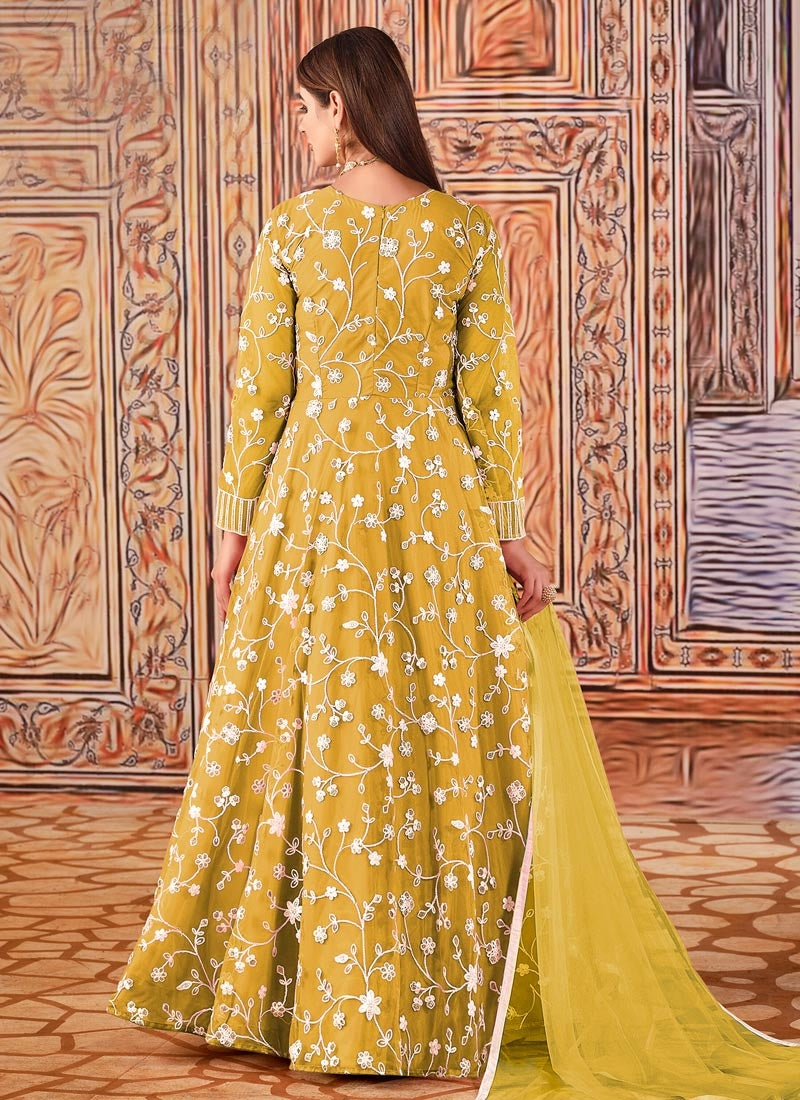 Yellow Haldi Wedding Party Long Anarkali Suit FZ94989 - ShreeFashionWear  