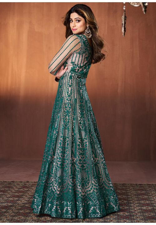 Green Designer Indian Bridal Sangeet Anarkali Suit SFSA324604 - ShreeFashionWear  