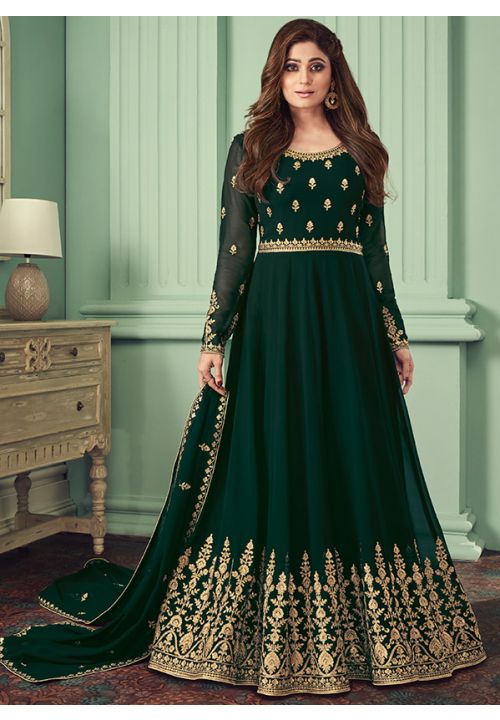 Green Festive Shamita Shetty Anarkali Suit SFSA281602 - ShreeFashionWear  