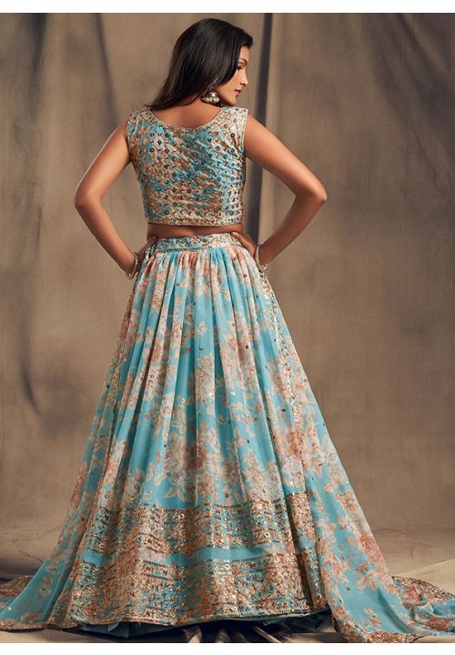 Stunning Royal Blue Color Party Wear Sequence Work Designer Velvet Leh –  Lehenga Closet